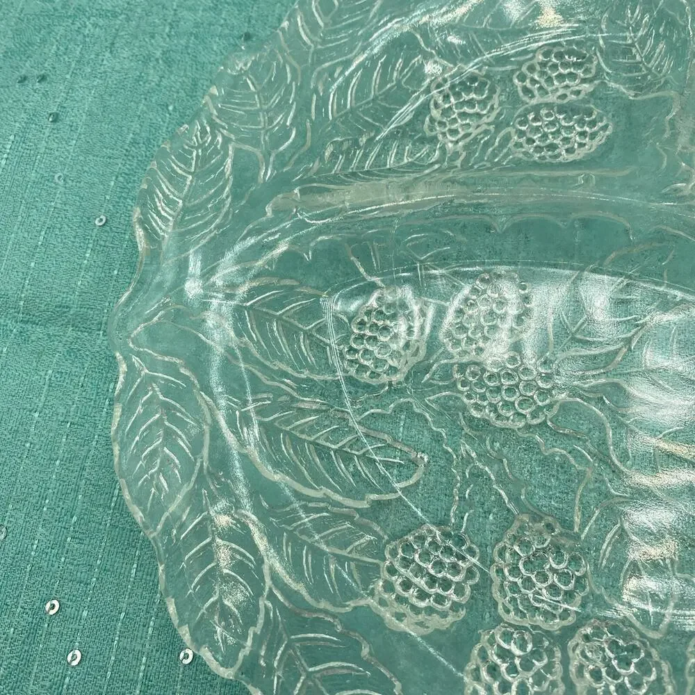 Fenton Clear Glass Blackberry Leaf Pattern Collectible 9